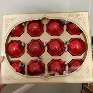 Vintage Shiny Brite Red Ball Ornaments